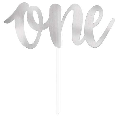 One Cake Topper - SIlver - Click Image to Close